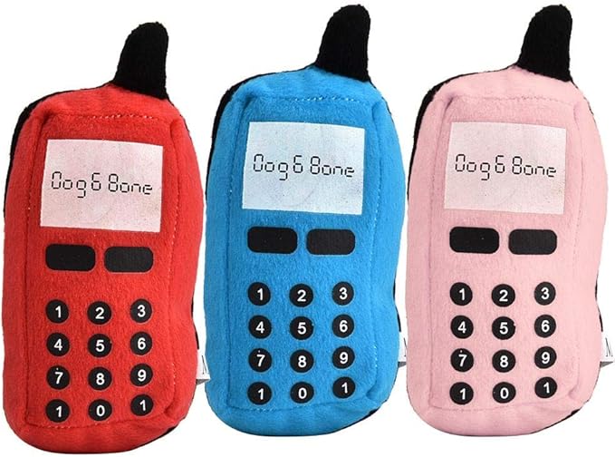 Pssopp Dog Phone Toy, Squeaky Plush Cell Phone Toy Dog Chew Toy Pet Chew Squeaker Toys Funny Mobile Phone Shape Interactive Toy for Dog Cat