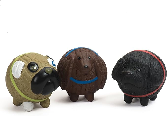 HuggleHounds Assorted Ruff-Tex Latex Ball Dog Toys - Dog Toys Rubber, Puppy Toys, Puppy Essentials, Pool Toy, Heavy Duty Squeaky Ball for Small, Medium & Large Dogs, All Breeds - HuggleMutt 3 Pack