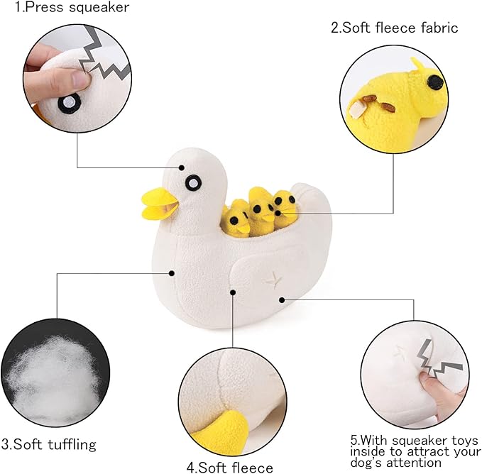 Pet Snuffle Mat for Dogs Cats Boredom, Dog Educational Sound Toys, Interactive Feed Game Toys, Encourages Natural Foraging Skills for Cats Dogs, Stress Relief, be Smarter (Duck & Little Duck)