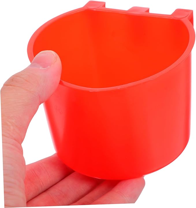 Toyvian 4pcs Hanging Cage Bowls for Small Animals Thickened Plastic Feeding Cups for Birds Rabbits and More Convenient Hanging Design Easy Installation Red