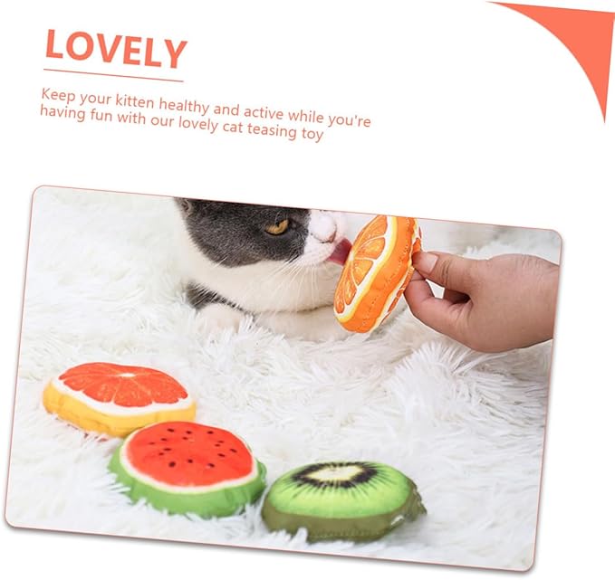 4Pcs Fruit-Shaped Catnip with Bell for Kittens Interactive Chew for Indoor Cats Adorable Cat Teething to Stimulate Curiosity and Strengthen Pet Bonding