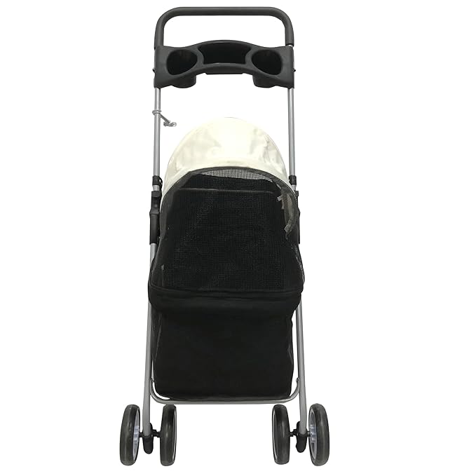Critter Sitters Pet Stroller, Single Carriage Carrier for Animals up to 33 Pounds, 4-Wheel, Travel, Hiking & Transportation for Cats, Small Dogs, Rabbits, Black