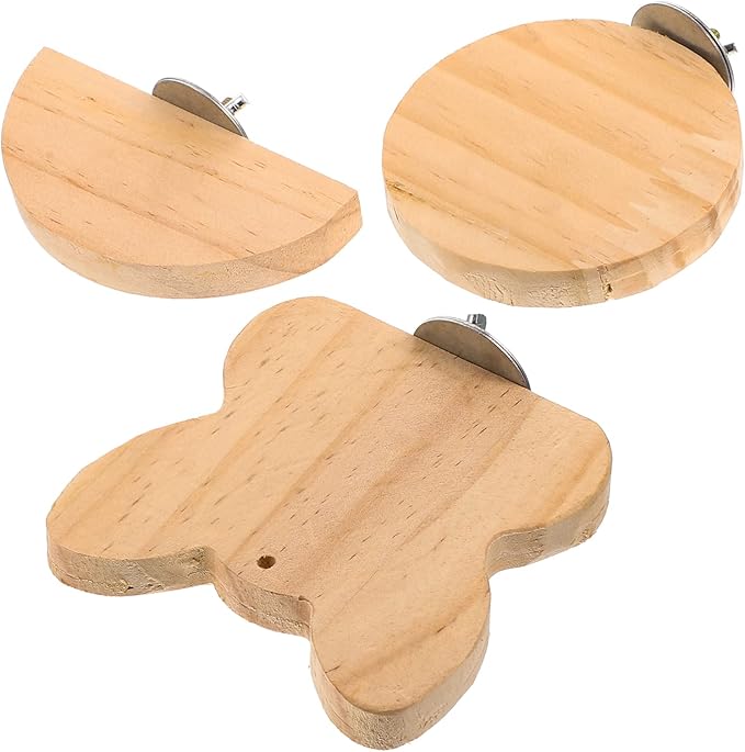 Mikikit 3pcs Wooden Hamster Jump Platform Interesting Parrot Toy for Small Pets Household Bird Cage Accessory Guinea Pig Stand Platform Climbing for Hamsters