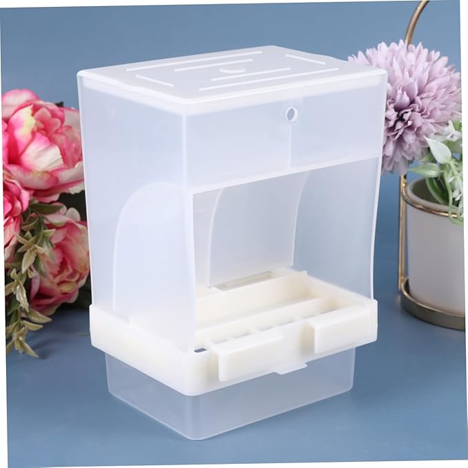 VILLCASE Automatic Parrot Feeder Splash-Proof Drinking Feeding Bowl, Beige Food Dish for Bird Cage, Parrot Accessories for Clean and Convenient Feeding