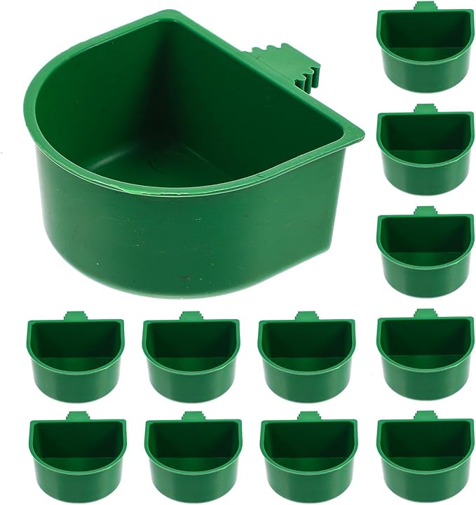Tofficu 20pcs Bird Cage Food Bowls with Quick-Lock Clips Washable Metal Bird Food Holders for Parrot and Small Animals Universal Feeder and Rabbit Cages