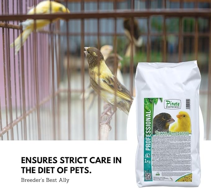 Secco Allevatori by Pineta Zootecnici Canary Food 1Kg – Protein Dry Yellow Egg Food for Exotic Bird Egg Nutrition, Bird Breeding Formula, for Finch Breeding and Molting Season Diet