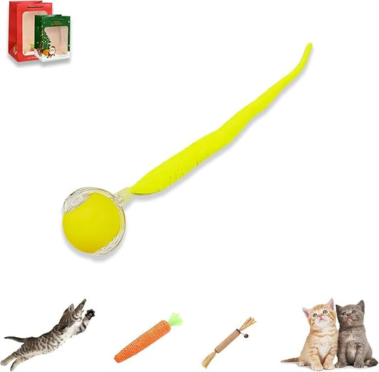 2026 New Generation Interactive Cat Toys Indoor, 360° Smart Automatic Cat Ball Three Modes with Long-Lasting Durability, for All Cats & Dogs (Yellow, Wake C)