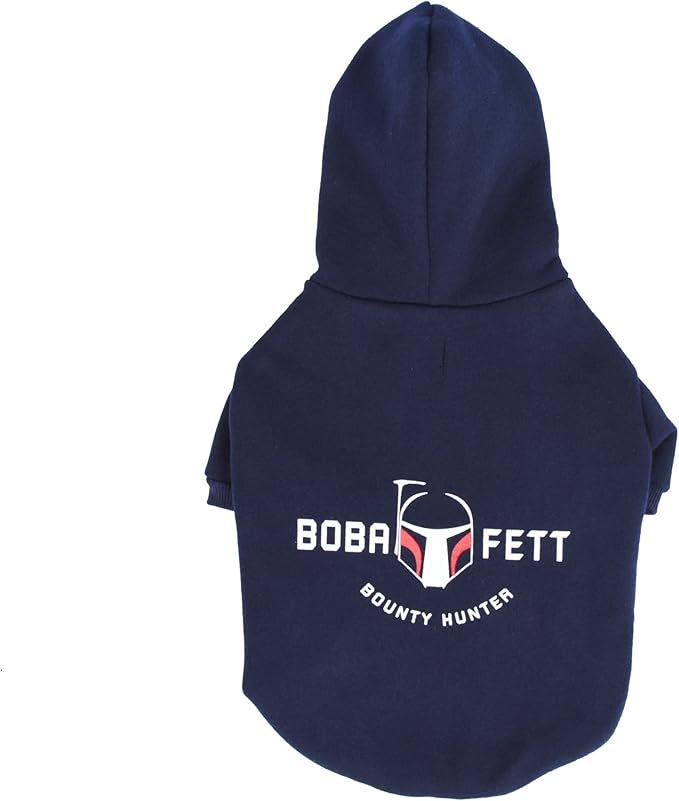 Star Wars for Pets Boba Fett Dog Hoodie with Leash Attachment Hole - Pet Outerwear for Dogs - Officially Licensed Dog Apparel & Accessories, Navy, Size Small