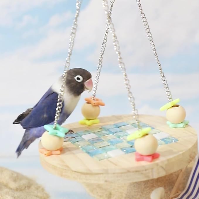 Peiiwdc Pet Hanging Hammock with Crystal Cooling Plate for Hamster Bird Cage Cooling Bed Small Pet Swing Accessory Animal Swing