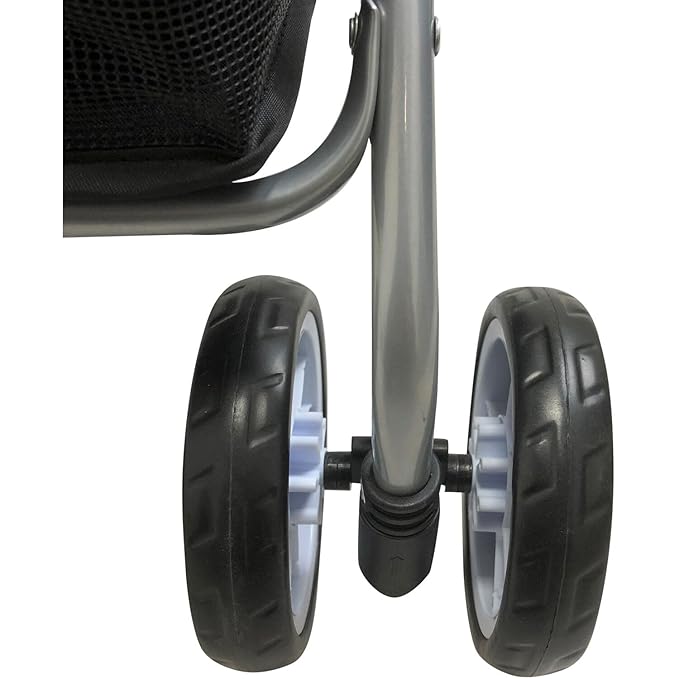 Critter Sitters Pet Stroller, Single Carriage Carrier for Animals up to 33 Pounds, 4-Wheel, Travel, Hiking & Transportation for Cats, Small Dogs, Rabbits, Black