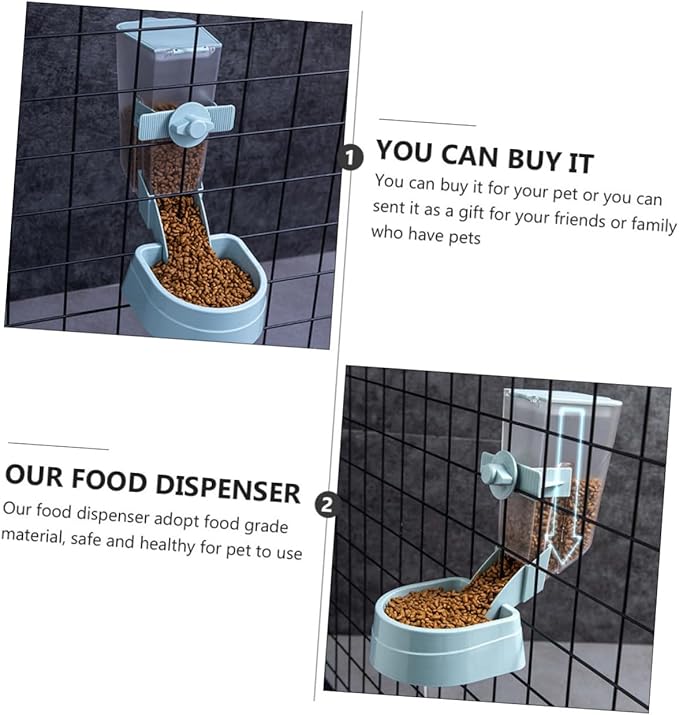 Hanging Automatic Pet Feeder for Small Birds and Small Pets, Blue Plastic Food Container with Water Dispenser, Outdoor Bird Cage Accessory for Parakeets and Hamsters