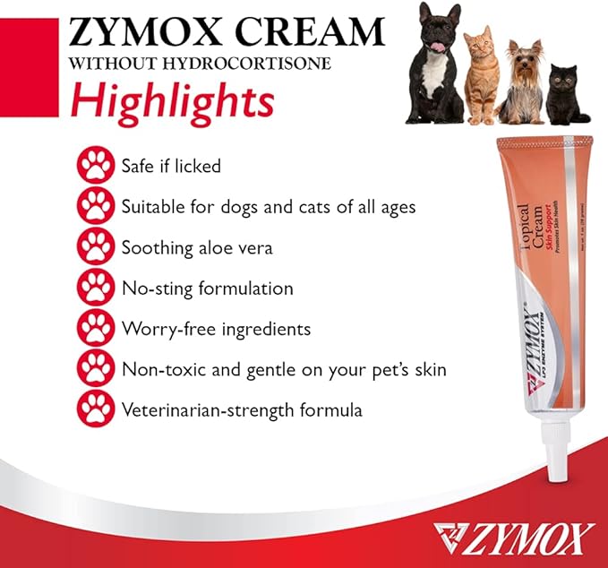 Pet King Brands ZYMOX Veterinarian Strength Topical Cream for Dogs and Cats, 1oz