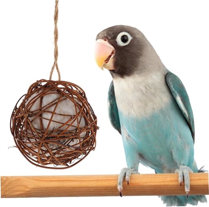 TOYANDONA 6pcs Natural Rattan Parrot Chewing for Small Birds Hanging Cage Accessories for Parakeets Cockatiels Enhancing Activity with Cotton Safe Bird