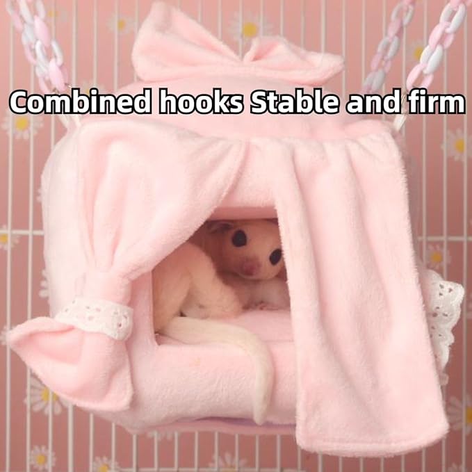 Warm Sugar Glider Nest Bird Cage Accessory Hamster Hammock Swing Parrot Small Animal Hanging Bed for Parrot Squirrel Cockatiel (Blue,Medium)
