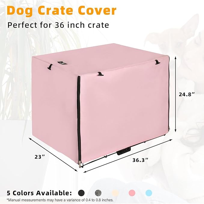 X-ZONE PET Double Door Dog Crate Cover - Polyester Pet Kennel Cover Fits 36 inches Wire Dog Cage Pink