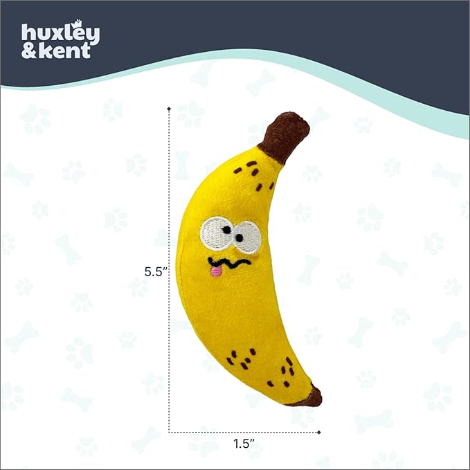 Huxley & Kent Funny Dog Toy w/Squeaker – Power Plush Squeaky Dog Toys for Small Dogs – Durable Small Stuffed Animal for Indoor Play & Fetch - Tiny Tuff Bruiser Banana