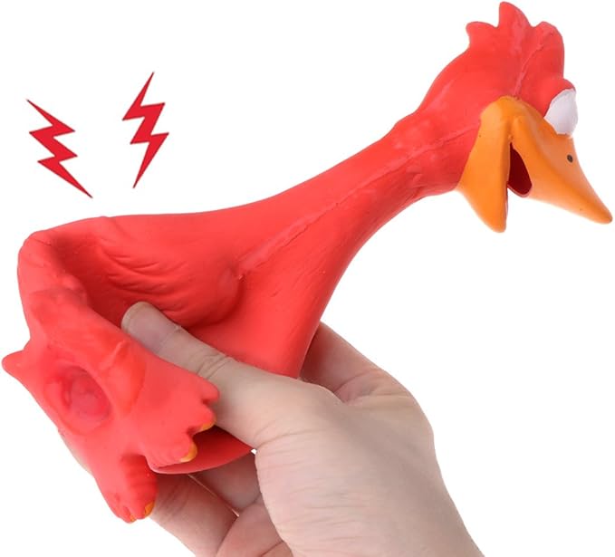 Dog Screaming Chicken Toys, Latex Pets Cats Squeaky Sound Decompression Toy (Red)