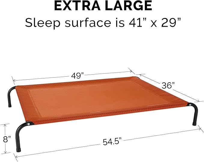 FurHaven Elevated Pet Cots - Cooling & Breathable Nylon Mesh Hammock for Large Dogs/Easy-to-Assemble/Durable and Reinforced/Perfect for Rest & Relaxation Outdoors - Terracotta Red, Extra Large