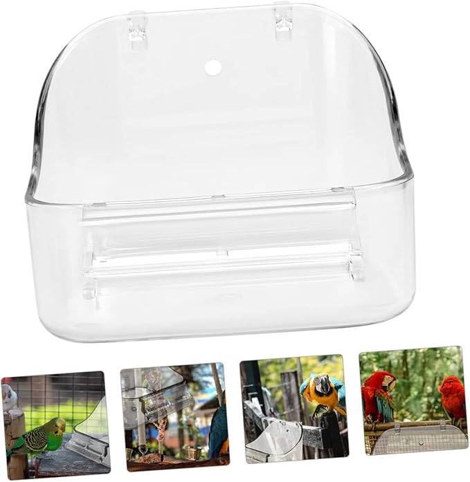 SUPVOX Bird Cage Food Box Parrot Bathtub Pet Feeding Basin Bird Feeder for Cage