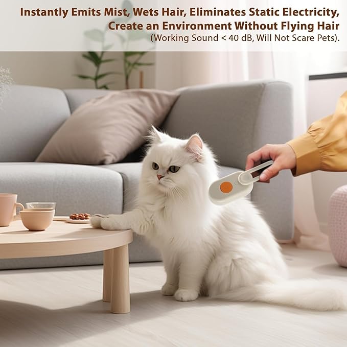 4 in 1 Cat Steam Brush for Shedding, Rechargeable Pet Groomer Brush with Steam, Multifunctional Anti-Static Hair Removal Comb for Cats and Dogs, Used for Massage, Cleaning, Shedding & Combing (Khaki)
