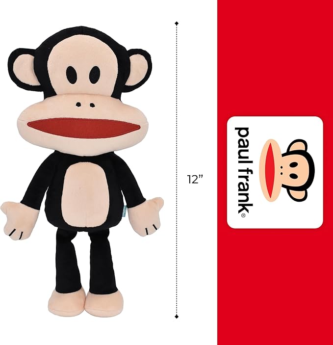 Multipet Paul Frank's Julius The Monkey Dog Plush Toy - Squeaky Toy for All Dogs - Extra Soft Plush - Stuffed Animal for Cuddling & Playing (10")