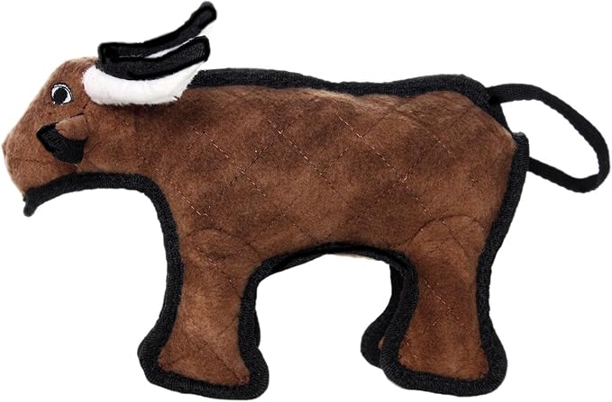 TUFFY - World's Tuffest Soft Dog Toy - Barnyard Junior Bull - Multiple Layers. Made Durable, Strong & Tough. Interactive Play (Tug, Toss & Fetch). Machine Washable & Floats