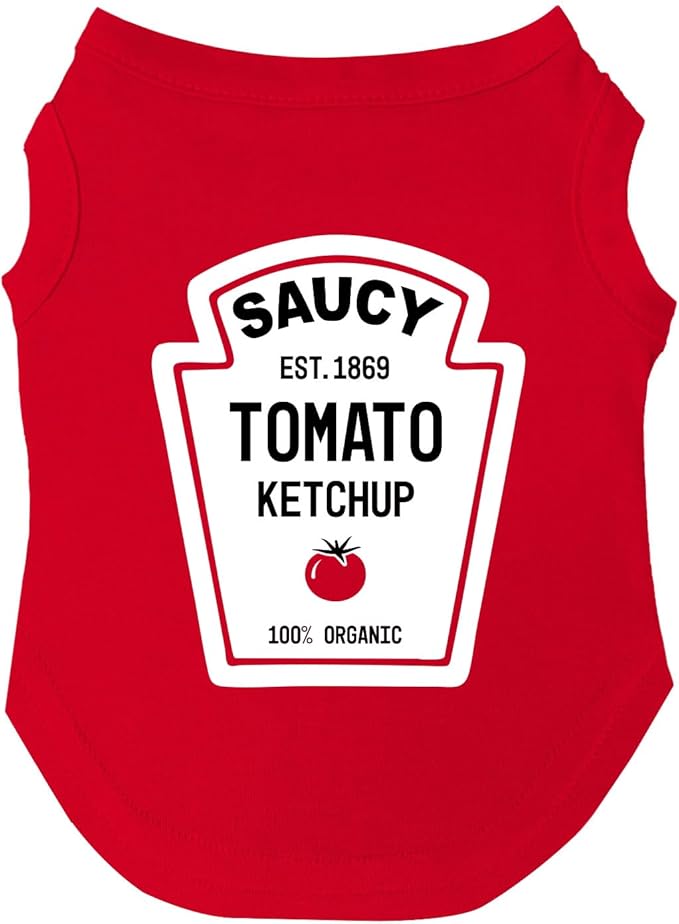 Ketchup Bottle Costume Dog Tee Shirt | Sleeveless Breeds | Halloween | Matching Outfit | Funny & Cute |Red, 5X-Large 1156