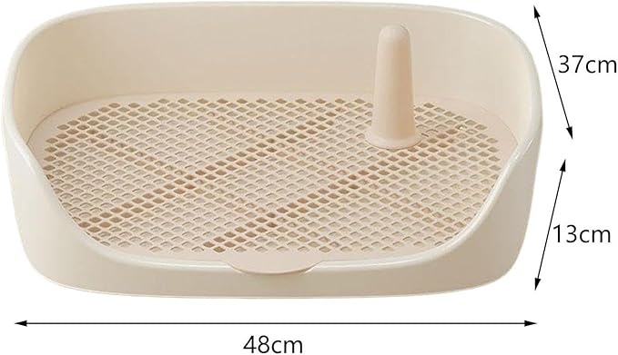 Litter Tray Pet Kitten Toilet Training Potty Pet Litter Pan Portable Design Anti Splashing Function Suitable for Small Animal Indoor Outdoor, Beige 48x37x13cm