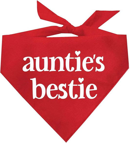Auntie's Bestie Aunt, Valentine's Day, Mother's Day Dog Bandana (Red, XS 401)