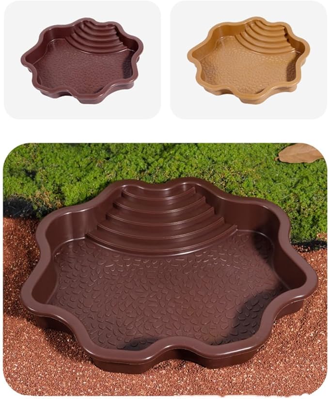 Turtle Bathing Pool, Reptile Feeding Dish Water Pot, Landscape Fish Tank Decoration, Lizard Turtle Bathing Pool for Aquatic Climbing Pet - Earthy Yellow