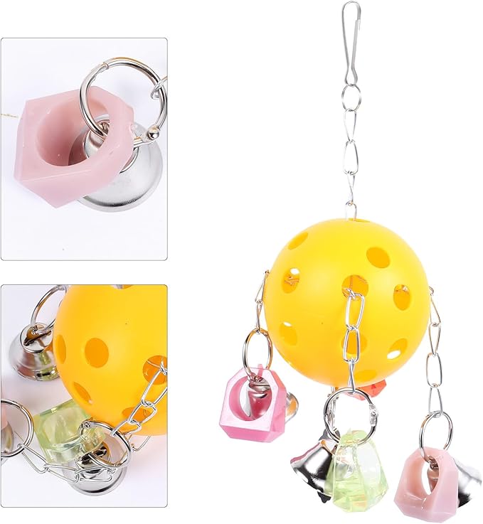 LIOOBO Parrot Hanging Bell Ball with Colorful Plastic Bell Interactive Chew for Bird Cages Suitable for Parrots and Small Birds Pet Cage Hanging and Exercise