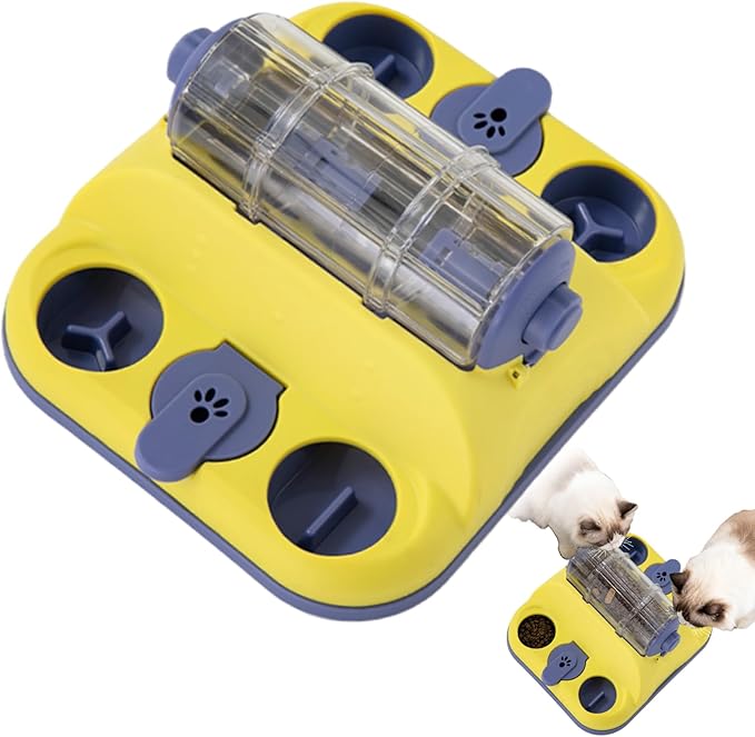 Dog Toy, Interactive Slow Feeding Roller for Cats & Dogs - Fun Treat Dispensing, Puzzle Toy Small/Medium/Large Dogs Gifts, Dog Treat Puzzle (Yellow)