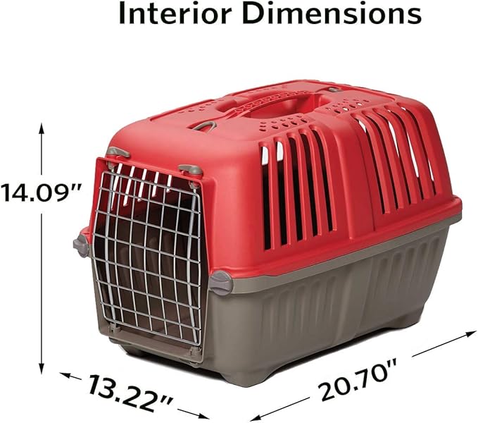 MidWest Homes for Pets Spree Travel Carrier - Hard-Sided Dog & Cat Carrier, Small Pet Travel Crate with Handle, Ventilated Design, Easy Assembly, 24-Inch, Blue