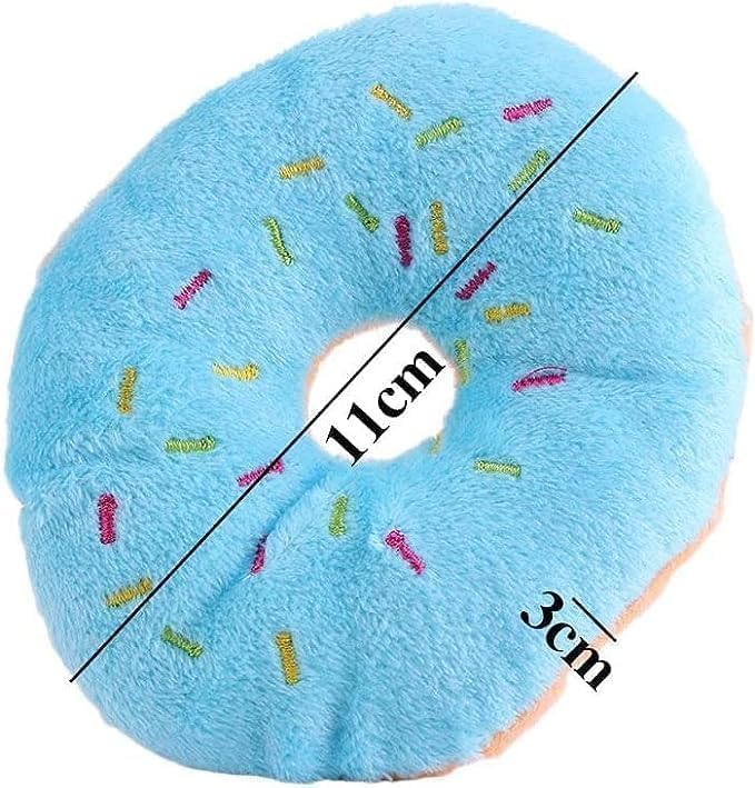 2 Pcs Blue Donut Shape Plush Pet Toy, Lovely Squeaky Sound Chew Toy for Dogs with Chew Guard Technology, Squeak Toys, Decorations