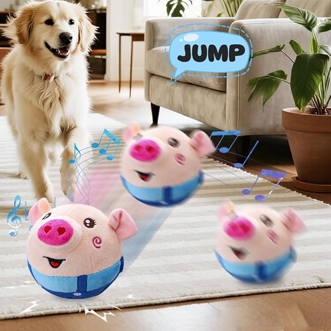 Interactive Dog Toys, 2026 New Active Moving Pet Plush Toy, Rechargeable Squeaky Dog Ball Toy with Talking Sound, Washable Cartoon Pig Plush Toy (#02)