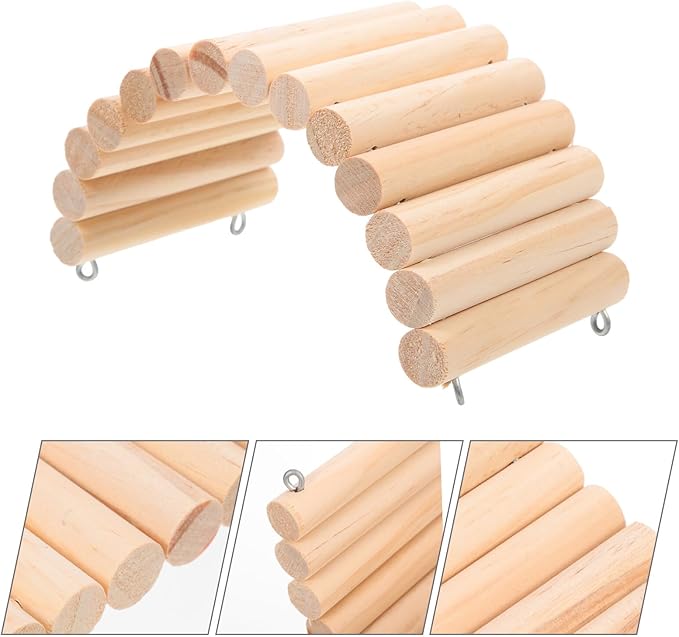 BESPORTBLE Bite-Resistant Wooden Hamster Ladder for Climbing and Exercise Easy Installation Multi-Function Natural Wood Ladder Plaything for Small Pets and Birds Cage Accessory