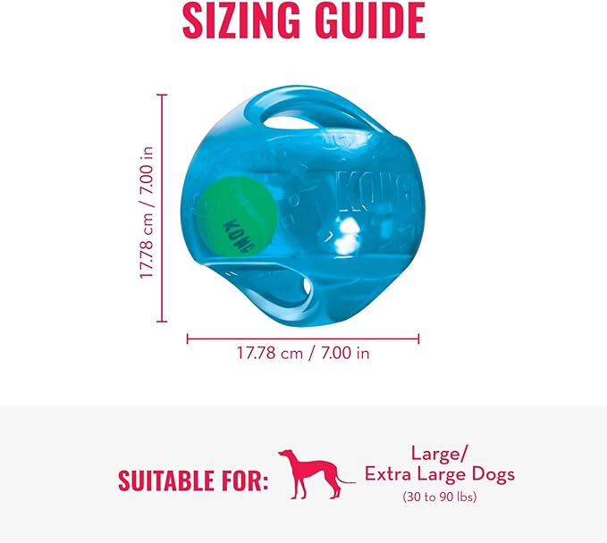 Kong Jumbler Ball - Interactive Toy for Dog & Puppy Playtime - Fetch Toy with Tennis Ball - Dog Supplies for Engaging Play - for Large/XL Dogs - Randomly Provided Color