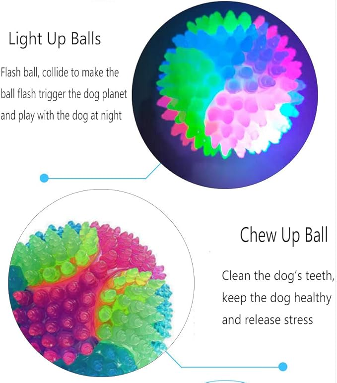 2Pcs Dog Balls,2inch Light Up Dog Balls,Flashing Elastic Ball,Glowing Interactive Led Pet Toys for Puppy Small Medium Dogs Cats