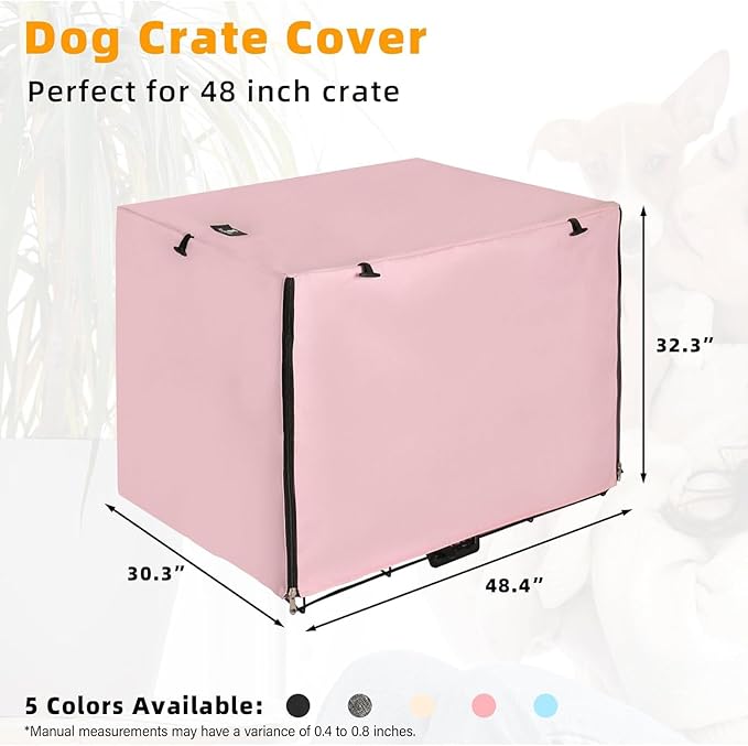 X-ZONE PET Double Door Dog Crate Cover - Polyester Pet Kennel Cover Fits 48 inches Wire Dog Cage Pink