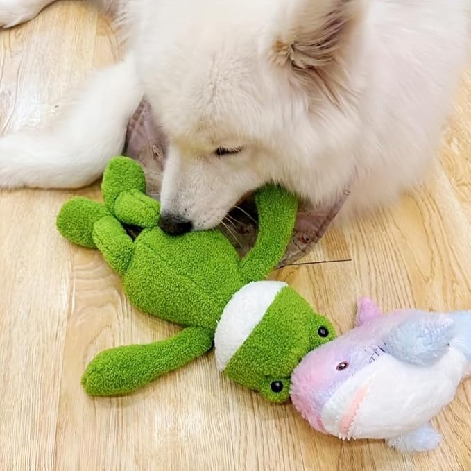 Frog Plush Cat and Dog Toys – Long-Lasting Chew and Interactive Play Accessories – Safe, Non-Toxic Chew Toys for Cats and Dogs