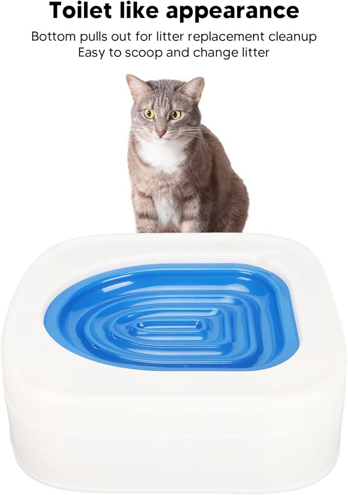 Cat Toilet Training Kit EcoFriendly Safe Toilet Trainer System for Healthier Cats with Recesses for Easy Cleaning for Cat Supplies (Blue)