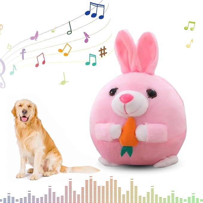 Interactive Dog Toys,2024 New Active Moving Pet Plush Toy,Squeaky Moving Dog Ball Toy,Rechargeable Puppy Toys to Keep Them Busy,Washable Pig Plush Toys(Rabbit)