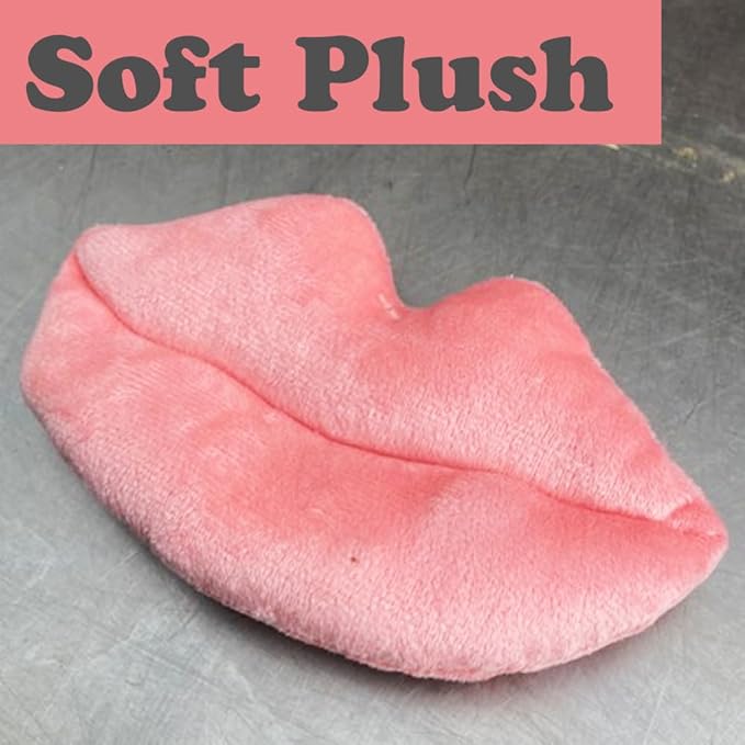 Pink Lips Plush Fetch Dog Toy Pet-Safe, Machine-Washable Material with Squeaker for Bonding, Play Time, Mental Stimulation, Exercise, Training, & More