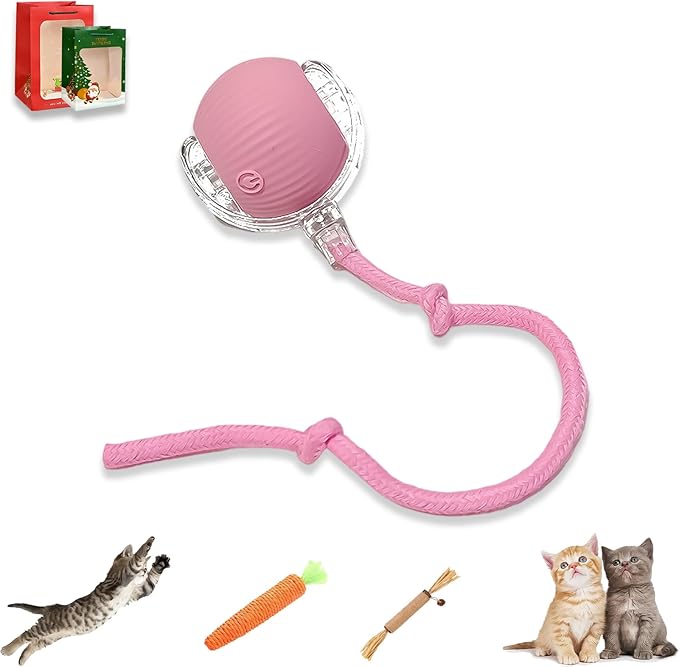 2026 New Generation Interactive Cat Toys Indoor, 360° Smart Automatic Cat Ball Three Modes with Long-Lasting Durability, for All Cats & Dogs (Pink, Wake)