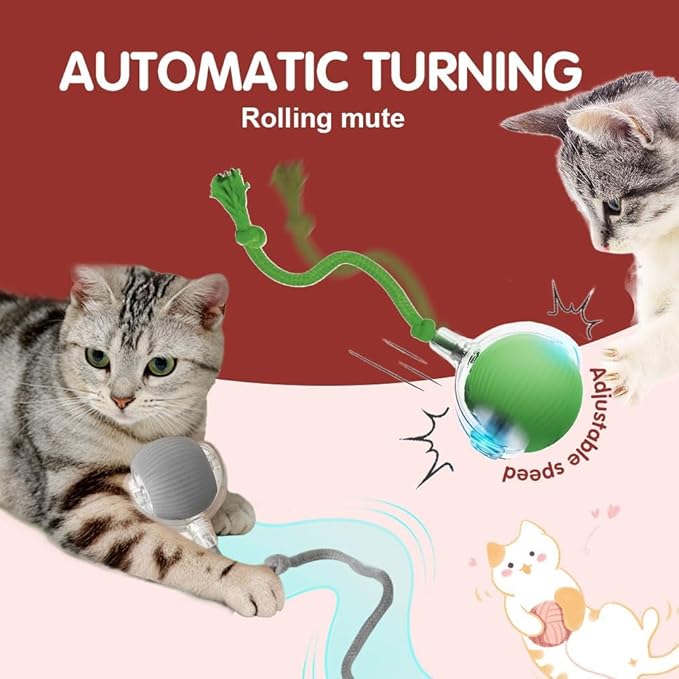 Interactive Cat Toy, 2026 New Cat Toy for Indoor Cats, Intelligent Rolling Ball Toys, Kitten Toys for Bored Indoor Cats/Dogs (Green)