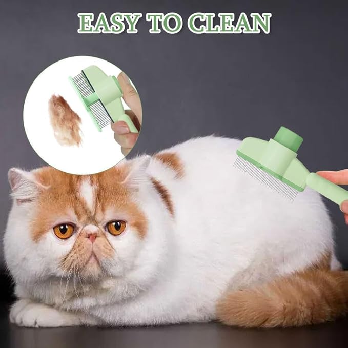 1PC Flea Comb for Cats Dogs Brush, Self-Cleaning Grooming Brushes for Shedding Pet Hair Removal Comb, Pet Grooming Supplies for Cats & Dogs Short & Long Hair
