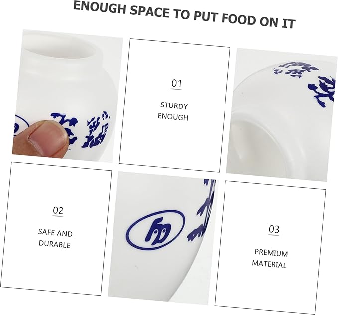 VOSAREA 5pcs Small Round Parrot Food Bowl Set with Blue and White Porcelain Pattern Bird Water Cup Bird Cage Feeder for Cockatiel Parakeet Pet Supplies