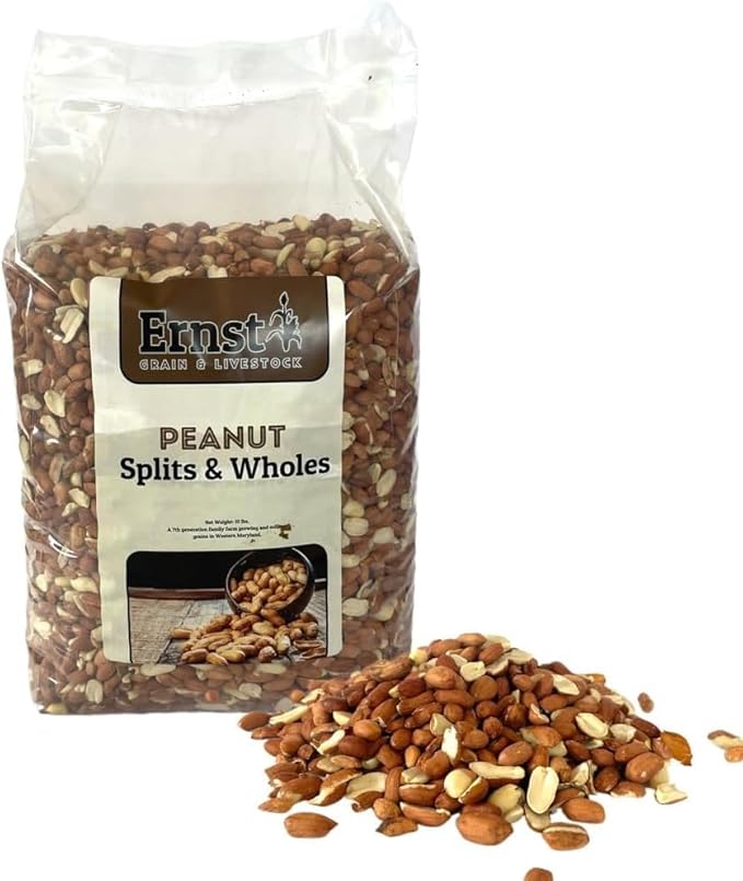 Ernst Grain & Livestock Out of Shell Peanut Splits & Wholes, 10lb, Perfect for Squirrels, Birds, Deer, and Other Wildlife, Raw Peanuts