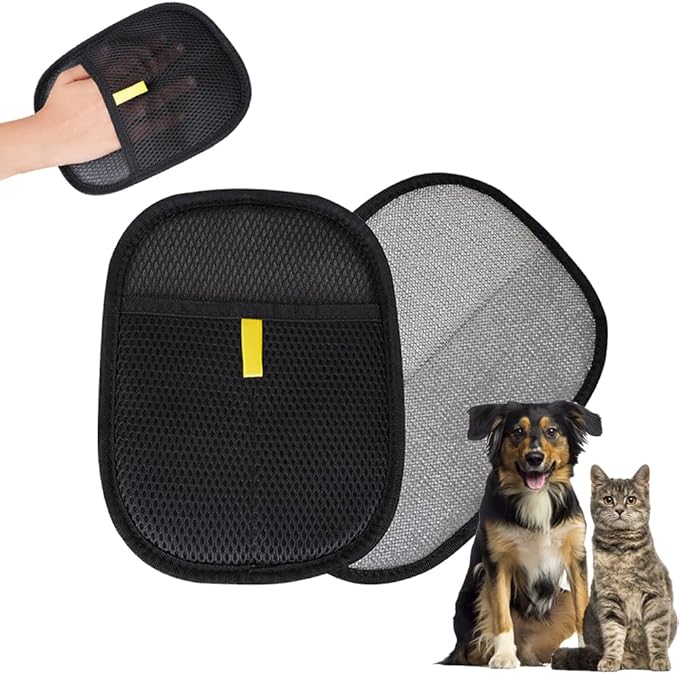 Pet Hair Removal Glove for Cats & Dogs- Reusable Electrostatic Pet Hair Glove, Magic Brush Pet Hair Remover Tool for Laundry, Couch, Carpet, Car Seat (1pcs-Black)