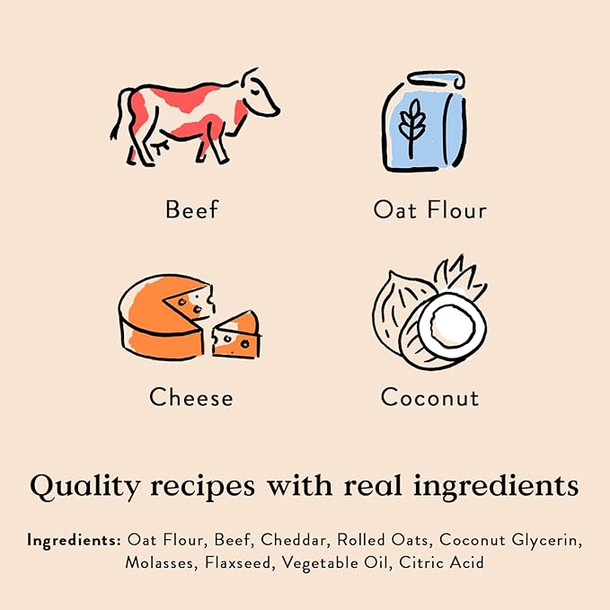 Bocce's Bakery Oven Baked Say Moo Treats for Dogs, Wheat-Free Everyday Dog Treats, Made with Real Ingredients, Baked in The USA, Natural Soft & Chewy Cookies, Beef & Cheddar Recipe, 6 oz (Pack of 2)